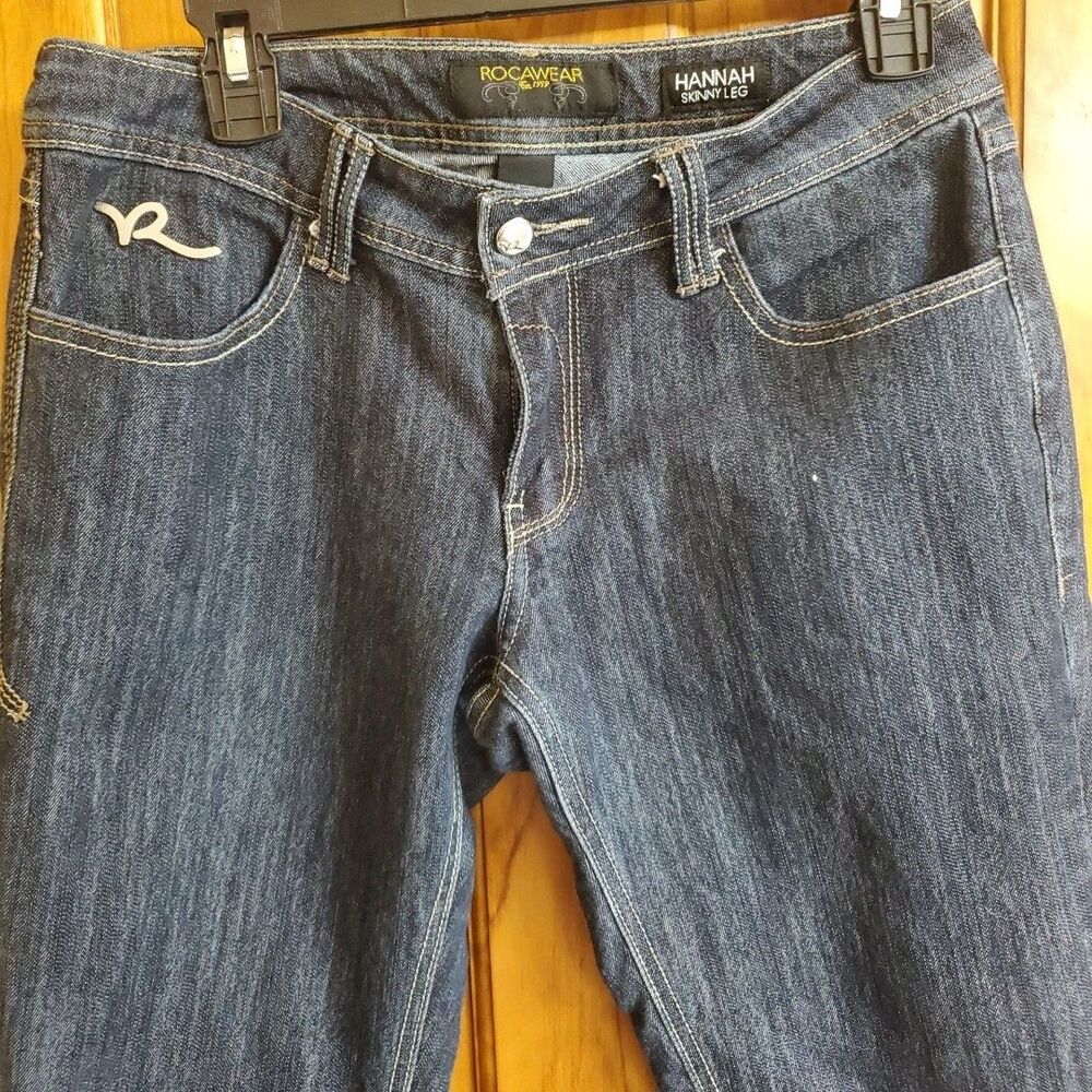 Rocawear Hannah Skinny Jeans Womens 9 Dark Wash Stretch‎ Denim Casual Logo